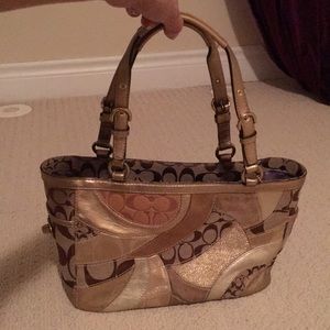 Coach patchwork Gold and Brown Tote Bag
